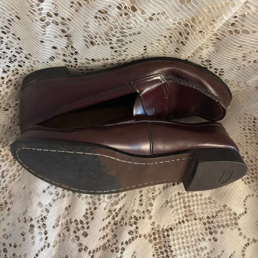 G.H. Bass Weejun Men's US 10 B Burgundy Leather Loafers Shoes